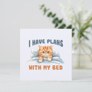 Carte J'ai des plans avec mon lit - Cosy Orange Chat