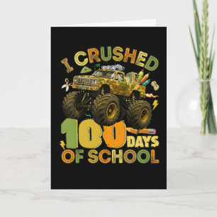 Carte J'ai Écrasé 100 Jours de Camion Monstre de l'École