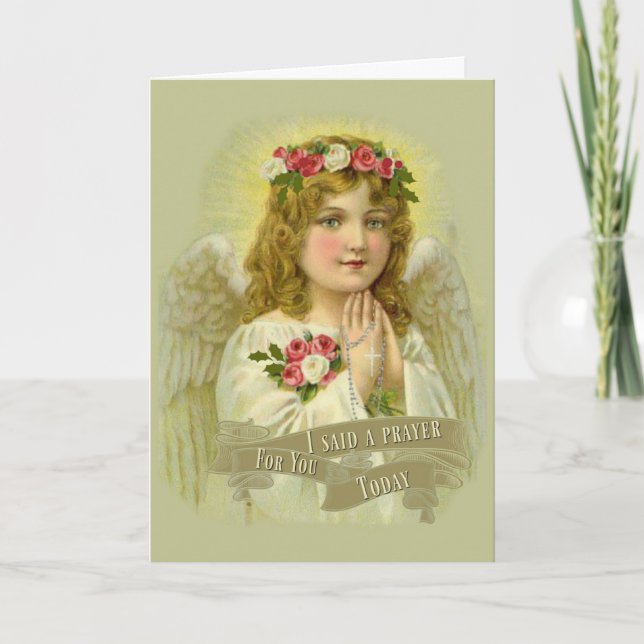 CARTE J'AI PRIÉ POUR VOUS AUJOURD'HUI ANGEL ROSARY (Devant)
