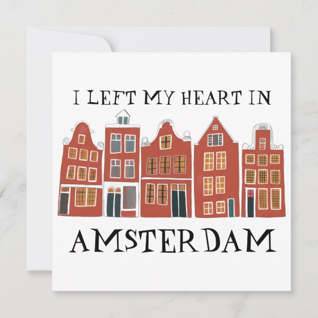 Carte J'ai quitté mon coeur à Amsterdam Holland Canal Ma (Devant)