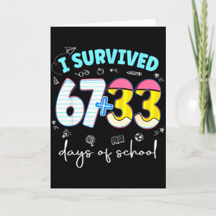 Carte J'ai survécu 100 jours d'école Funny Teacher Kids 