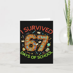 Carte J'ai survécu 67 jours d'école drôle 67 mème profes