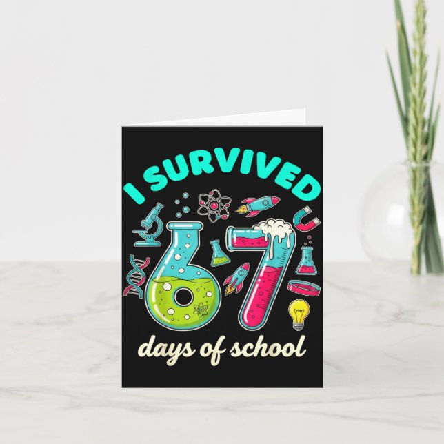 Carte J'ai Survécu 67 Jours D'école Drôle 6 7 Professeur (Devant)