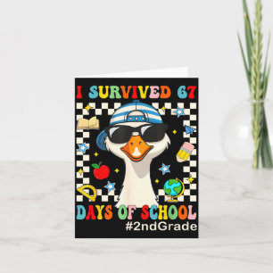Carte J'ai survécu 67 jours d'école drôle d'oie garçons 