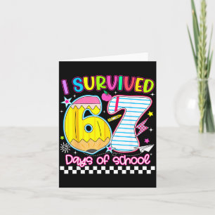 Carte J'ai survécu 67 jours d'école drôle mème garçon fi