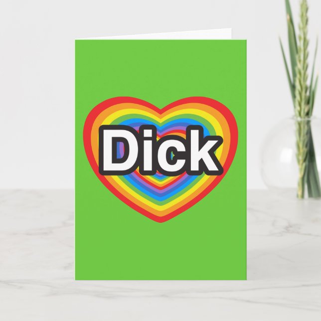 Carte J'aime Dick. Je t'aime Dick. Coeur (Devant)