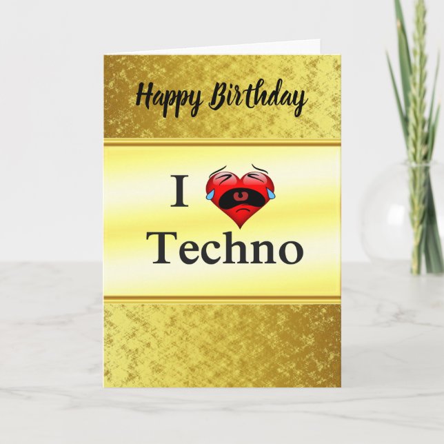Carte J'aime la techno Avec un coeur rouge drôle chanter (Devant)