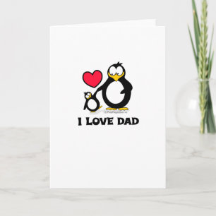 Carte J'aime le coeur de pingouin de papa