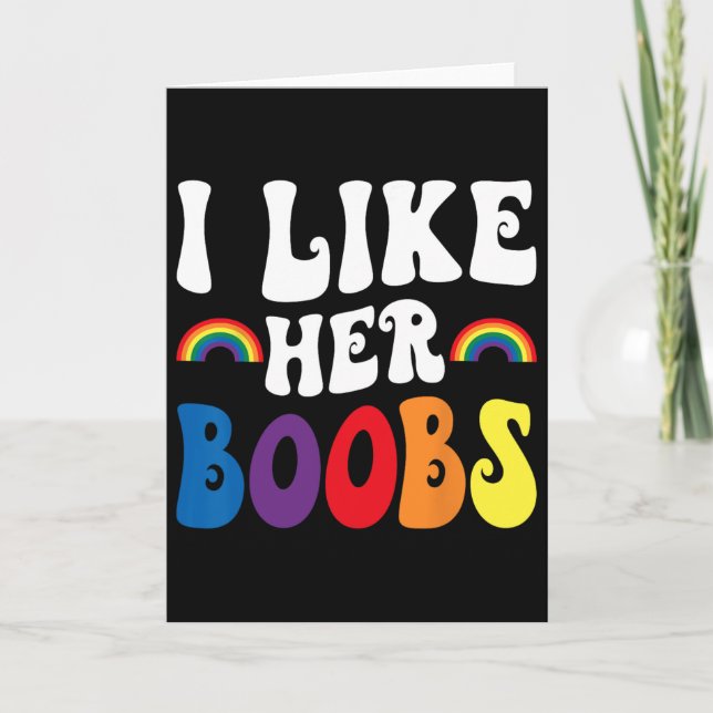 Carte J'aime les couples lesbiens aux seins LGBTQ drôle  (Devant)