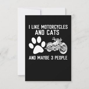 Carte J'Aime Les Motos Et Les Chats Drôle Don D'Art