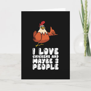 Carte J'Aime Les Poulets Et Peut-Être 3 Personnes