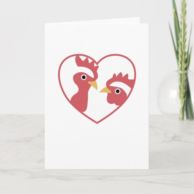 Carte J'Aime Les Poulets Mignons Dans Le Coeur Du Coeur (Devant)