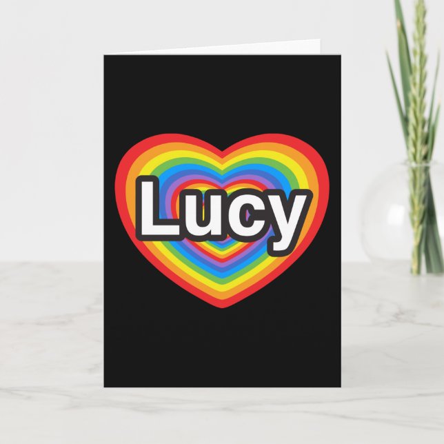 Carte J'aime Lucy. Je t'aime Lucy. Coeur (Devant)