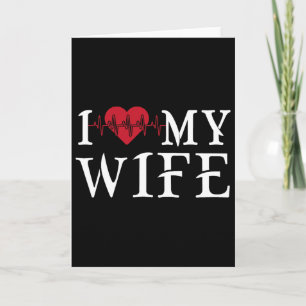Carte J'aime ma femme cœur rouge drôle de fête des mères