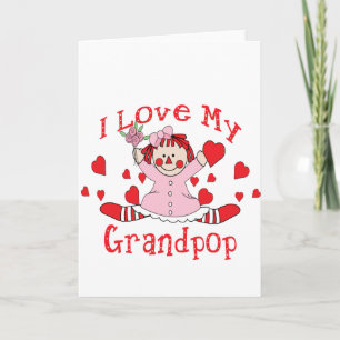 Carte J'aime ma poupée et coeurs de chiffon de Grandpop