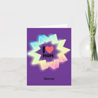 Carte J'aime Maman Étoile Néon Colorée