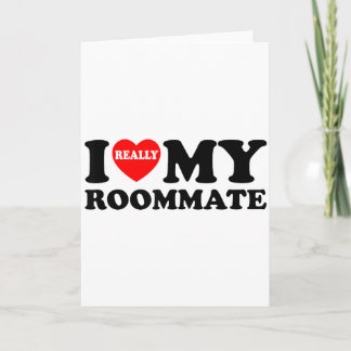 Carte J'aime mon colocataire cœur drôle de fête cadeaux 