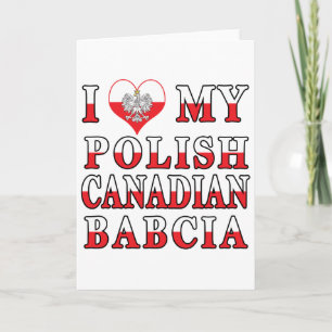 Carte J'aime mon drapeau polonais de Babcia de Canadien