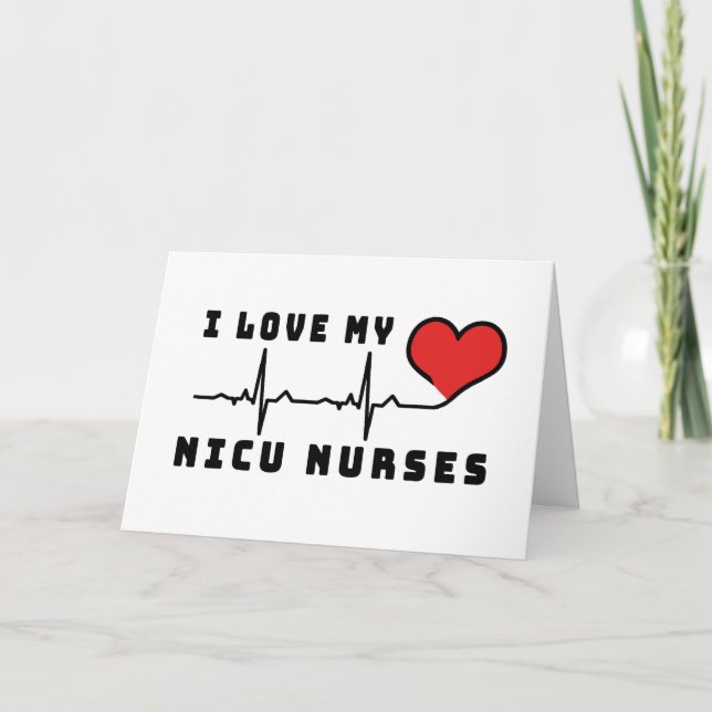 Carte J'Aime Mon NICU Infirmières Coeur Beat (Devant)