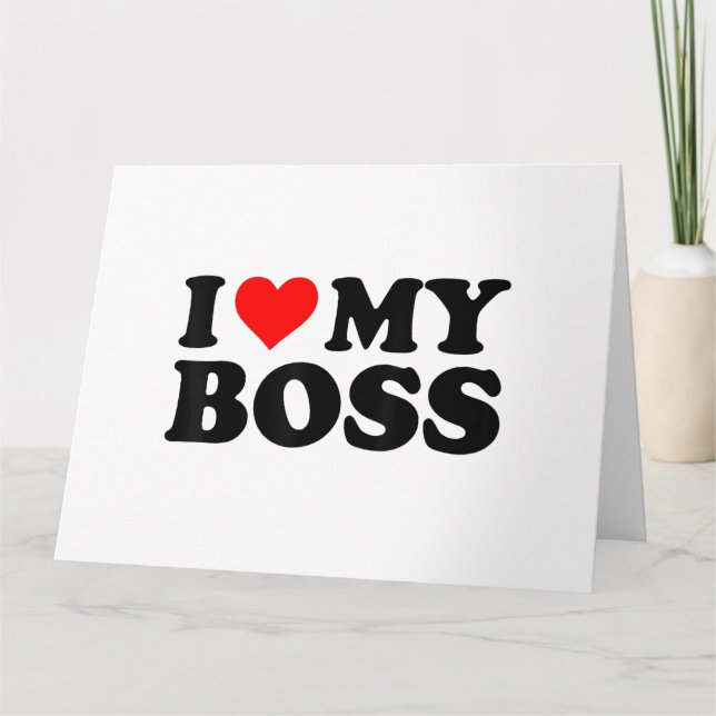 Carte J'Aime Mon Patron Funny Red Heart Boss Je Coeur Me (Devant)