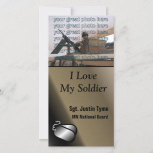 Carte J'aime mon soldat Photo personnalisée Militaire