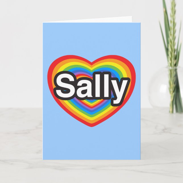 Carte J'aime Sally. Je t'aime Sally. Cœur (Devant)