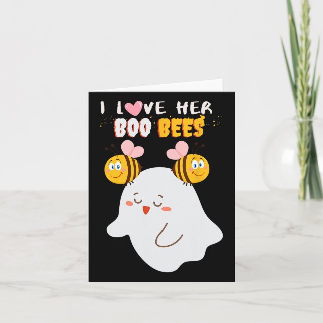 Carte J'Aime Son Boo Bees Drôle Halloween Couple Husnd B (Devant)