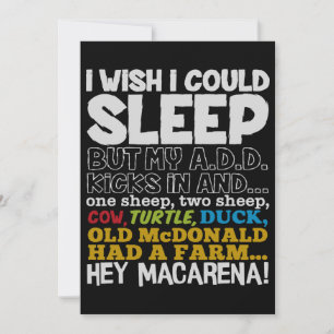 Carte J'Aimerais Pouvoir Dormir Mens Drôle Cadeau Slogan