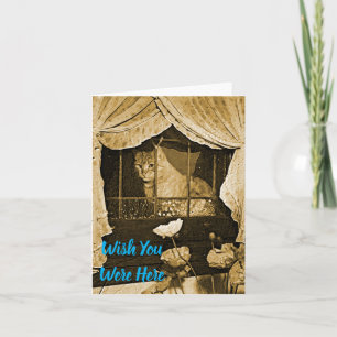 Carte J'aimerais que vous soyez ici~Chat dans la fenêtre