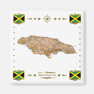 Carte Jamaïque + Magnet des drapeaux