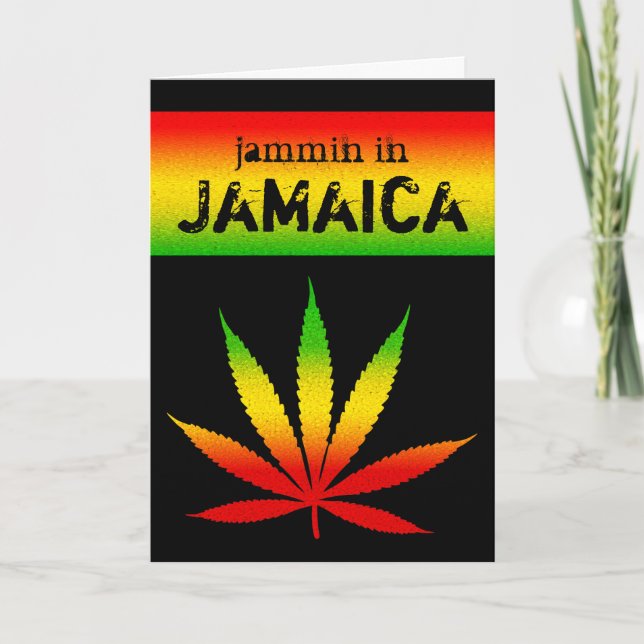 Carte Jammin en Jamaïque Couleurs de Reggae Rasta Feuill (Devant)