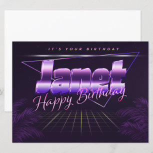 Carte Janet Nom Prénom lila retro