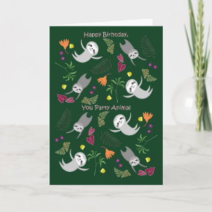 Carte Jangle Sloth Dance Party Animal drôle Anniversaire
