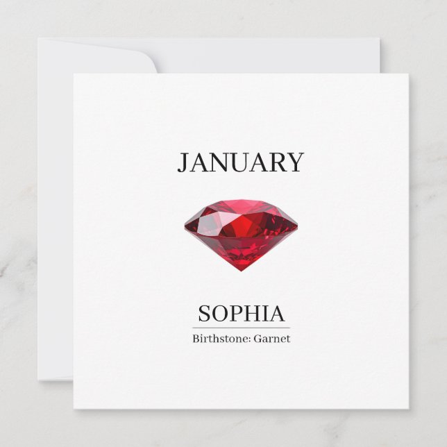 Carte January Garnet Personalized Birthday (Devant)