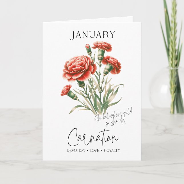 Carte Janvier Anniversaire Mois de naissance Fleur Carna (Devant)