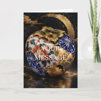 Carte Japanese Persimmon Gold Art Personalized Card
