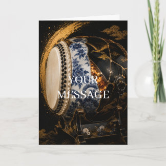 Carte Japanese Wadaiko Drum Gold Art Card
