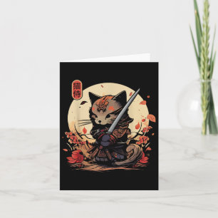 Carte Japonais Samurai Chat Tattoo, Kawaii Ninja Chat _2