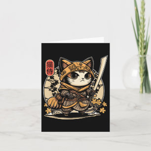 Carte Japonais Samurai Chat Tattoo, Kawaii Ninja Chat _3