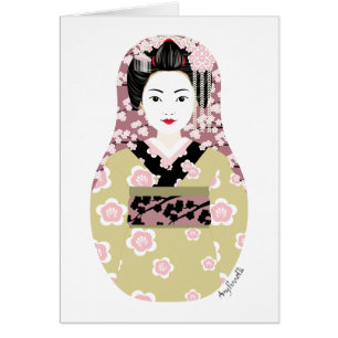 Carte japonaise de Matryoshka de geisha