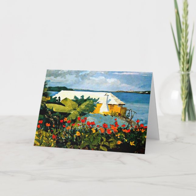Carte Jardin aux fleurs et bungalow par Winslow Homer (Devant)