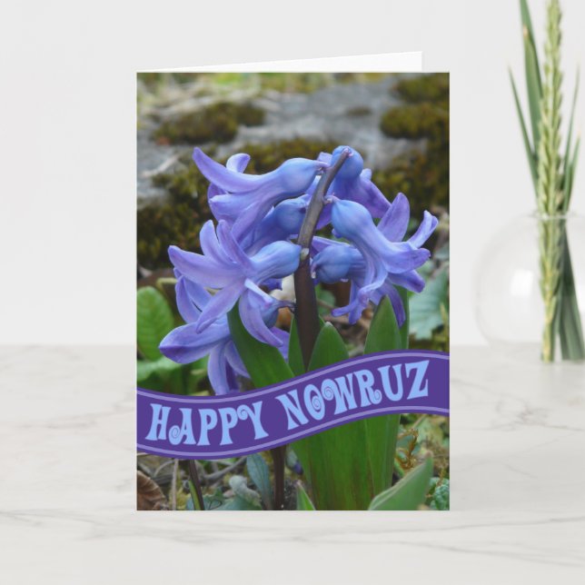 Carte Jardin bleu Hyacinth Nouvel An iranien Nowrooz (Devant)
