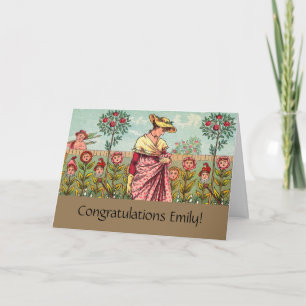 Carte Jardin Cultivation Flower Woman Art Antique