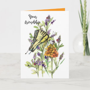 Carte Jardin D'Amitié Dans Mon Coeur Fleurs Papillons
