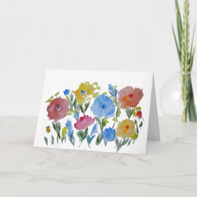 Carte Jardin d'aquarelle floral ~ Blanc à l'intérieur (Devant)