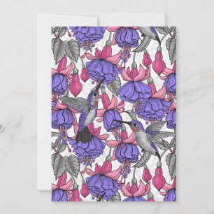 Carte Jardin de colibris en rose et en melrose