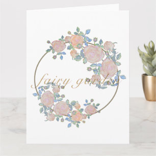Carte Jardin de fées élégant motif de fleurs roses ferss
