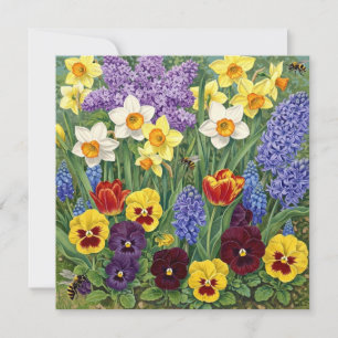 Carte Jardin de fleurs printanières colorées 