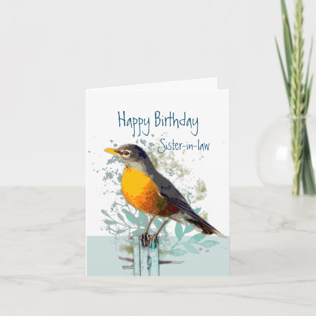 Carte Jardin de Robin Fête d'anniversaire de la belle-sœ (Devant)