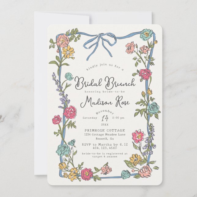 Carte Jardin d'été Bright Floral Bridal Brunch (Devant)